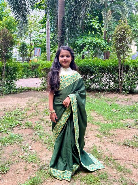 KSGN 018 Ready to wear sarees Dola Silk Affordable kids clothing supplier in Pune
